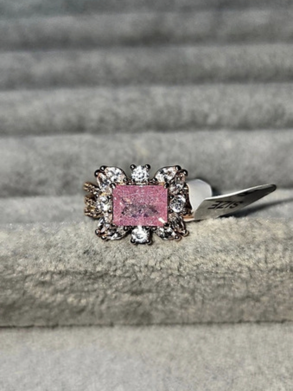 New Size 5 Rose Ice Crystal Rose Gold Plated Bomb Party Ring RBP8241